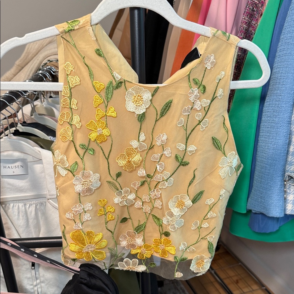 Vici Yellow Floral Embroidered Blouse